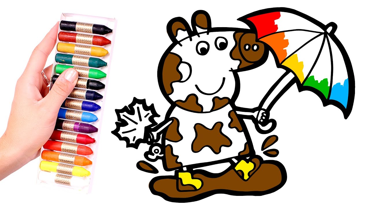 ⁣Colorea a PEPPA PIG celebrando el OTOÑO 🐷🍁 Dibujos para niños