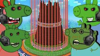 Zombie Peppa Pig Most Secure Tower vs Skeletons in Minecraft