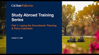 Study Abroad Training Series Part 1