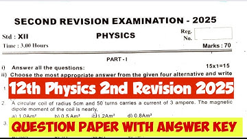 12th physics 2nd Revision Test Question paper with answer key 2025|Vincent Info|