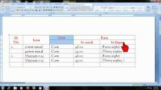 Microsoft word shortcut keys: How to merge column and cells in Table