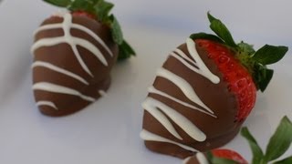 How To Make Chocolate Dipped Strawberries Drizzled With White Chocolate For Valentines Day.