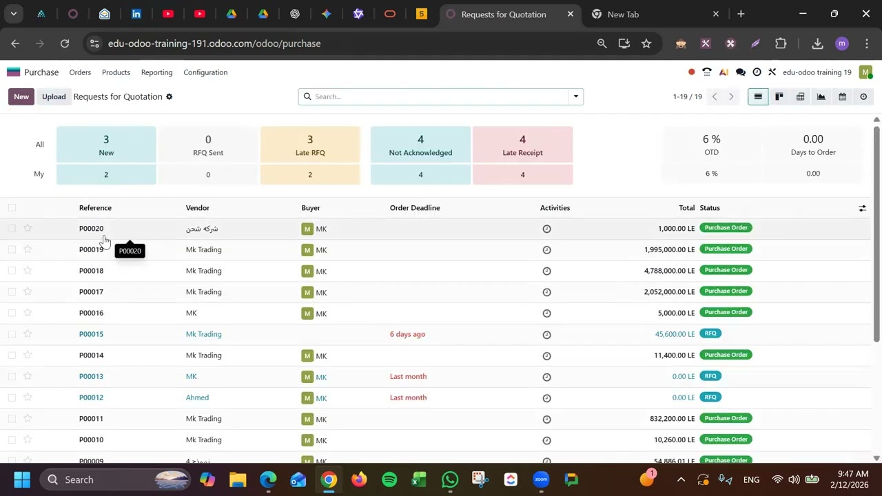 How to set purchase warnings message in odoo 19