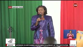 First Lady Rachel Ruto leads prayer at the National Prayer Breakfast