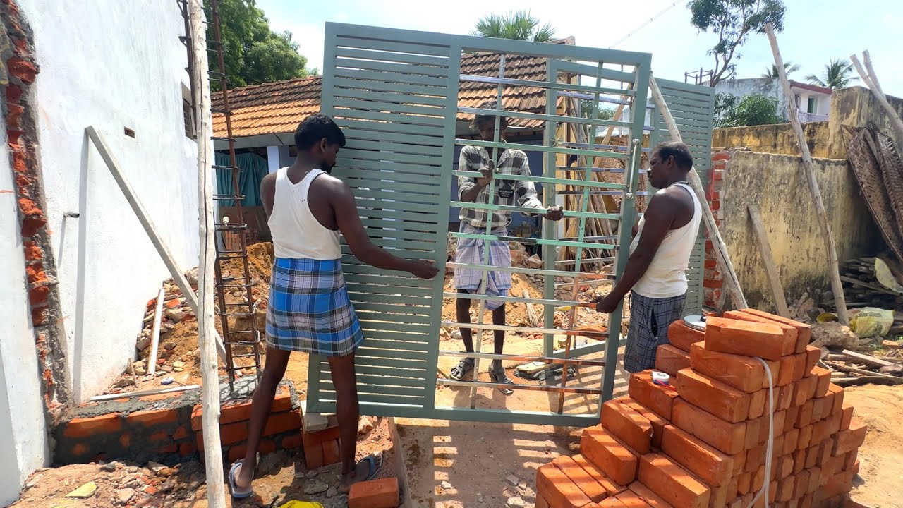 Gate Column Construction Amazing! gate Installation Process-gate column bricklaying Concrete ...