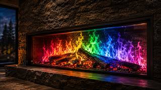 Modern Rainbow Fireplace for TV 🌈🔥 | 4K Crackling Fire Sounds for a Peaceful Home screenshot 3
