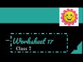WORKSHEET-17 /Maths/CLASS7/(DOE)  गणित कार्यपत्रक -17 कक्षा 7(Eng+Hindi) medium.