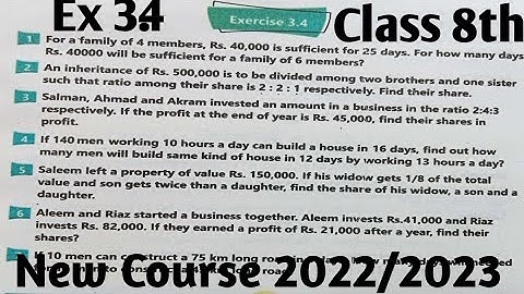 Exercise 3.4 unit 3 Financial Arithmetic Class 8 Maths kpk and punjab Textbook SNC 2022 and 2023