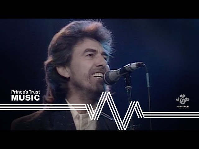 George Harrison u0026 Ringo Starr - While My Guitar Gently Weeps (The Prince's Trust Rock Gala 1987) class=