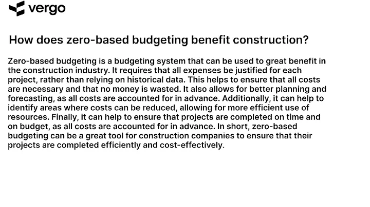 Zero-Based Budgeting for Construction: Benefits Explained
