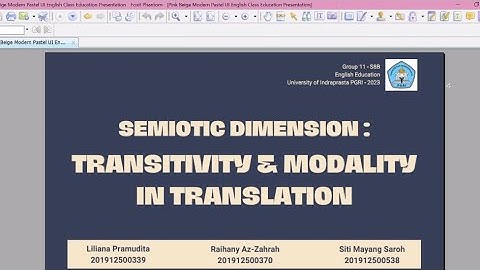 Group 11-Semantic Dimension: Transitivity & Modality in Translation