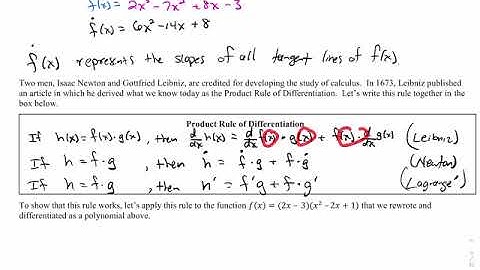 AP Calculus AB Notes 3.1 Product Rule of Differentiation Introduction (1 of 4)