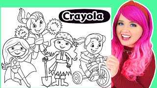 Coloring a Cheerleader, Superhero & Pirate Girls Crayola Coloring Pages | Prismacolor Markers