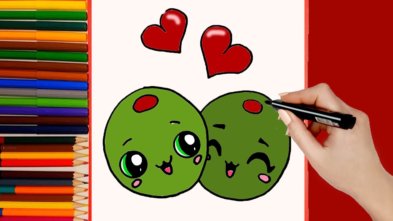 Cómo dibujar Aceitunas Kawaii ❤️ Día de San Valentín - thptnganamst.edu.vn