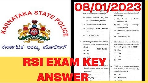 RSI Exam Key Answer 08/01/2023. #karnatakapolice #ksp #rsi #today #psi #psikeyanswer #keyanswer