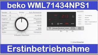 Beko Waschmaschine WML71434NPS1, Erstinbetriebnahme, Kalibrieren,  Kindersicherung, Trommelreinigung - YouTube