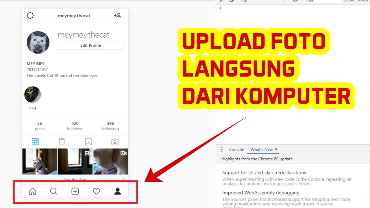 TRIK CARA UPLOAD FOTO INSTAGRAM LEWAT PC/KOMPUTER TANPA SOFTWARE YouTube