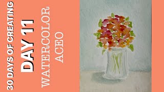 (603) 30 Days of Creating Challenge - Day 11 Watercolor ACEO Loose Bouquet