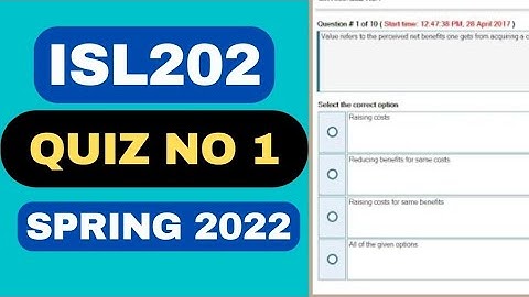 isl202 quiz 1 2022 (ISL201 - Islamic Studies) Spring 2020