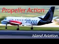 (6) Prop Arrivals !!! Saab 340/Cessna Caravan/BN-2 Islander/Beech 1900...@ St Kitts Airport