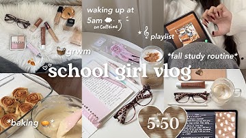 School girl study vlog🧺5am productive mornings, everyday study routine, grwm, baking, notes taking