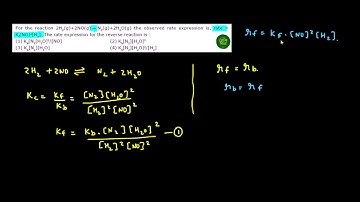 JEE MAINS 7TH JAN 2020 SHIFT 2 - For the reaction, 2H2(g) + 2NO(g)=N2(g) + 2H2O  rate = kf[NO]2 [H2]