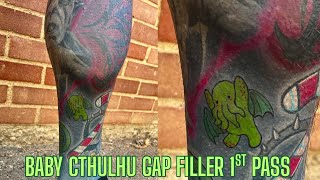 Chibi Cthulhu, and the state of color on black tattoos in 2026.  #ink #inked #tattoos