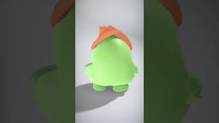 Playful Green Character with Orange Hat and Flower - AI Rigged 3D Character