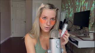 ASMR- Doing My Glowy Skincare Routine (Teeth Whitening Strips, Eye Mask, Oil/Lotion, Clicky Whisper)