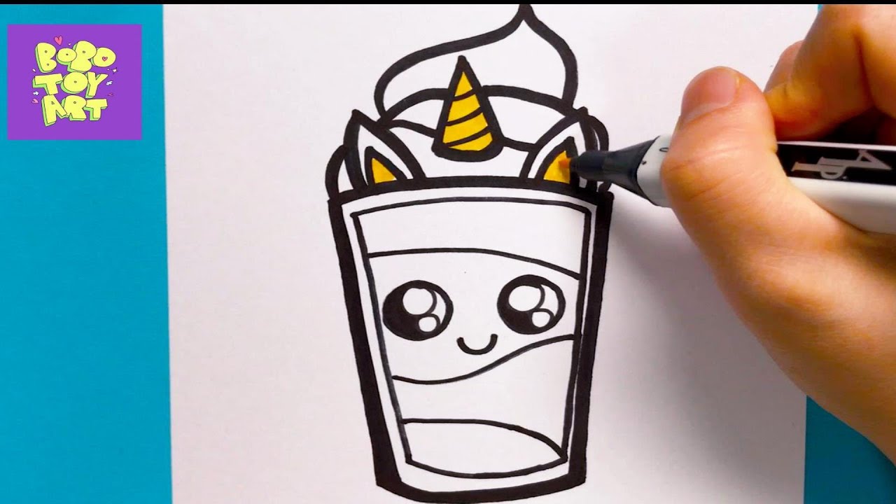 HOW TO DRAW A CUTE DRINK UNICORN - SUPER CUTE AND EASY - YouTube