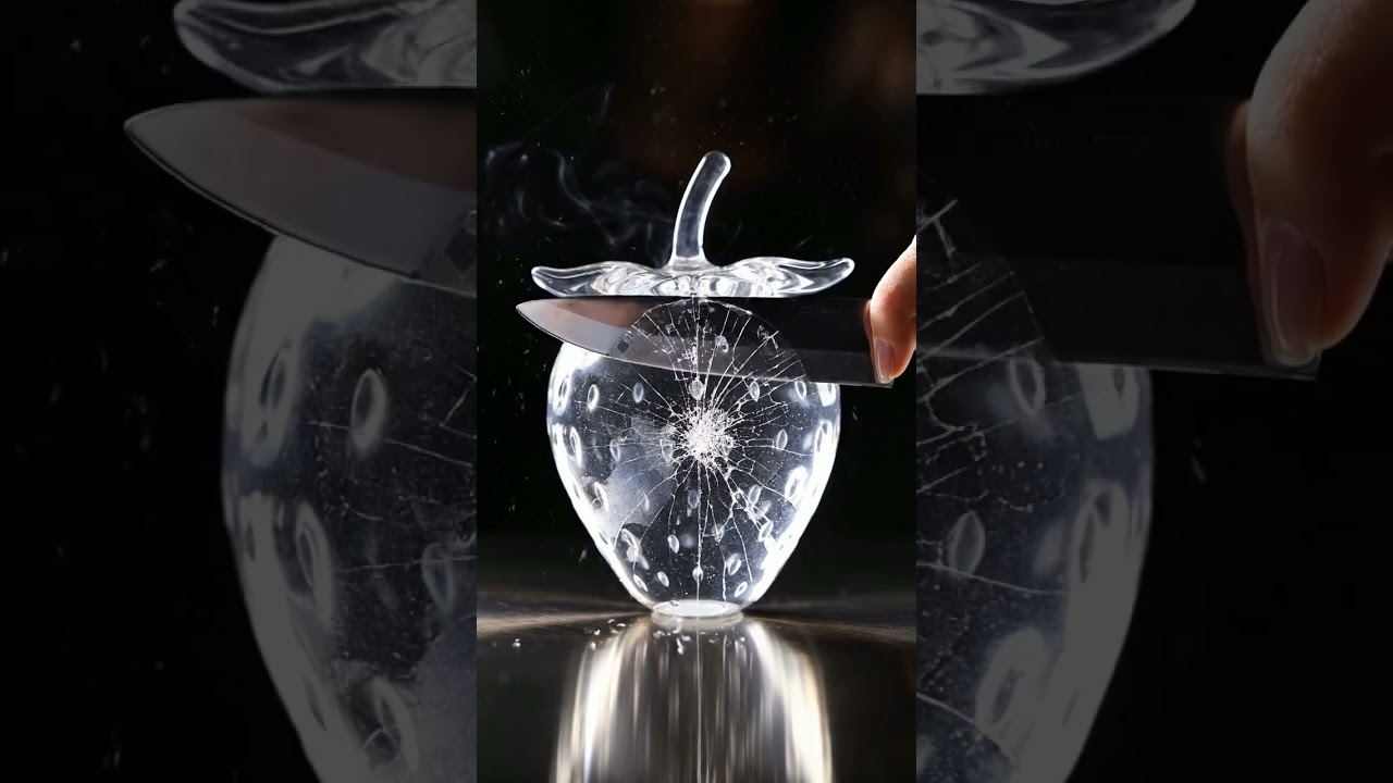 Crystal Strawberry ASMR Cut – Ultra Sharp Glass Shatter Satisfying 