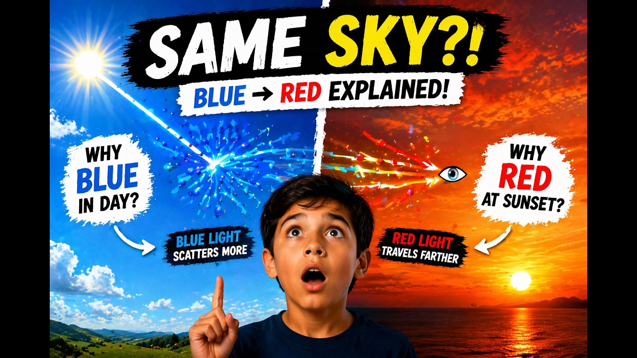 Why Does the Sky Change Color?! (Blue Day → Red Sunset Explained) - YouTube