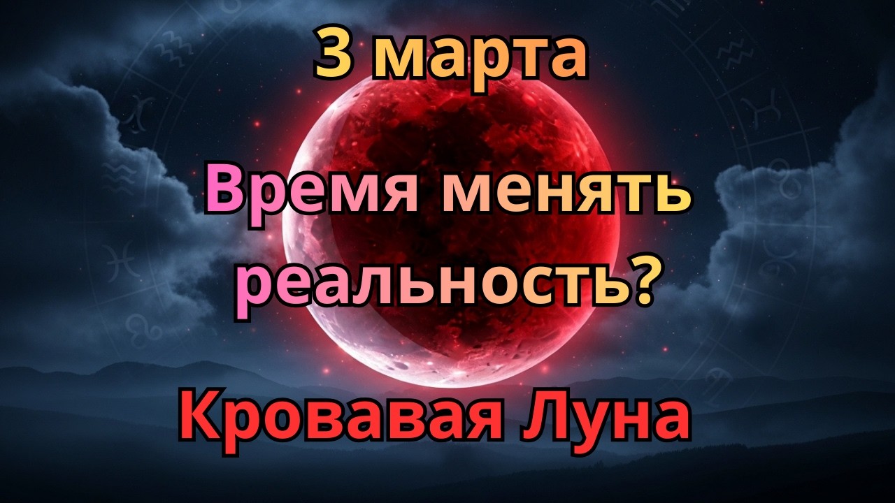 03 марта 2026 Полное лунное затмение и Полнолуние в Деве Кровавая Луна