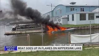 Child hospitalized with burn injuries after boat fire in Fox Lake