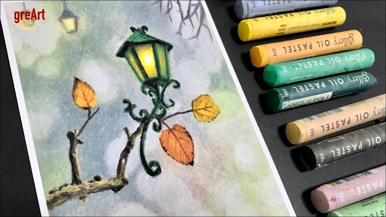 Oil pastel Drawing/Drawing a lamp with oil pastel YouTube