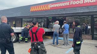 SUV towed out of store