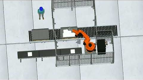 Kuka Robot in a palletizing application stacking cabinet doors