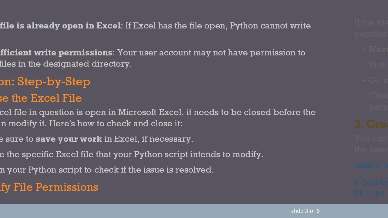 Troubleshooting Permission Denied Errors When Editing Excel Files in Python (Pandas)