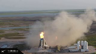 ABORTED SpaceX Starship Starhopper hover test at T-0; big methane flare!