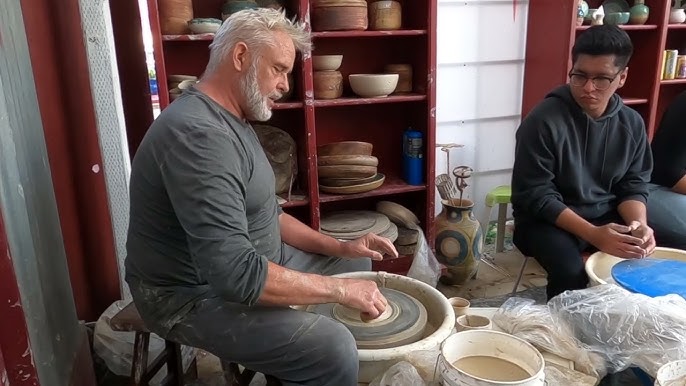 Wedging Clay in Preparation for Wheel Throwing Pottery 