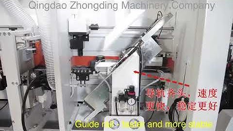 Automatic edge banding machine with slotting function, premilling and corner rounding functions.
