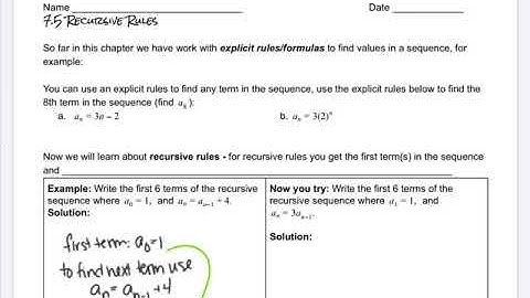 7.5 Recursive Sequence Intro