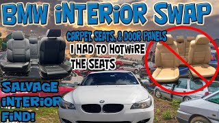 BMW e60 interior swap tan for black. Salvage yard find.