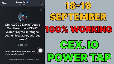 Cex.IO Quiz Answers Today 18 & 19 September | Cex.io Daily Quiz | Cex io daily combo | 