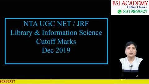NTA UGC NET/JRF December 2019 Library & Information Science Cutoff percentage of Marks