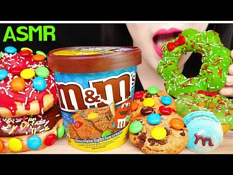 ASMR M&amp;amp;M&amp;#39;S ICE CREAM, DONUTS, COOKIES, MACARON 엠앤엠즈 아이스크림, 도넛, 쿠키 먹방 EATING SOUNDS