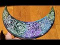 Brushing a silicone mold with mica powder & making a resin crescent moon with floral etching