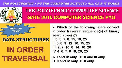 InOrder Traversal Data Structures Tamil / PG TRB Computer Science / TRB Polytechnic CSE / PG TRB CS