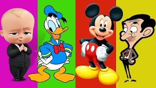 Donald Duck Mickey Mouse mr bean Boss Baby Wrong heads Finger family  Nursery Rhyme 2017