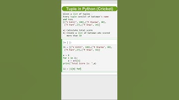 Cricket Score Tuple in Python | Tuple In Python | tuple is immutable | #shorts  #python #ytshorts